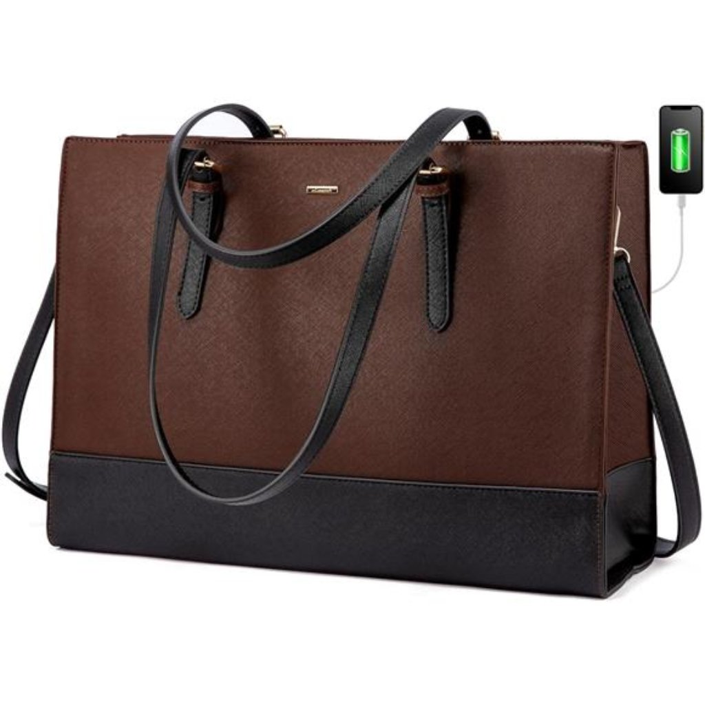Hot Laptop Bag Fit 15.6 Inch Large Capacity, Coffee-Black